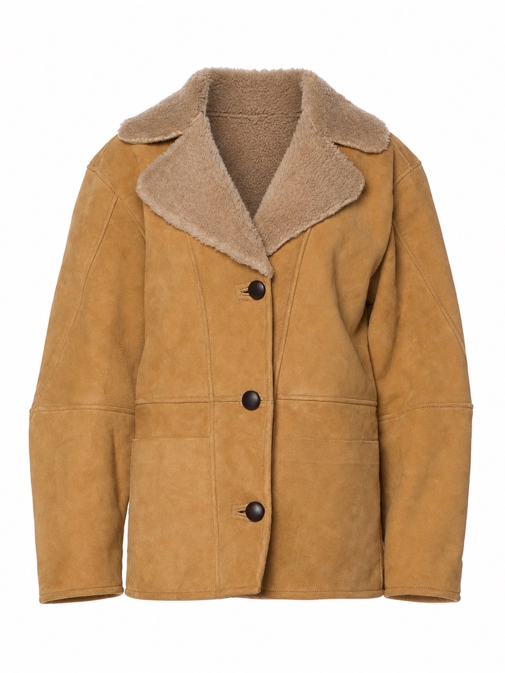 🤎 Reformation VEDA Luca Suede Shearling Coat – Parmesan Suede 🤎